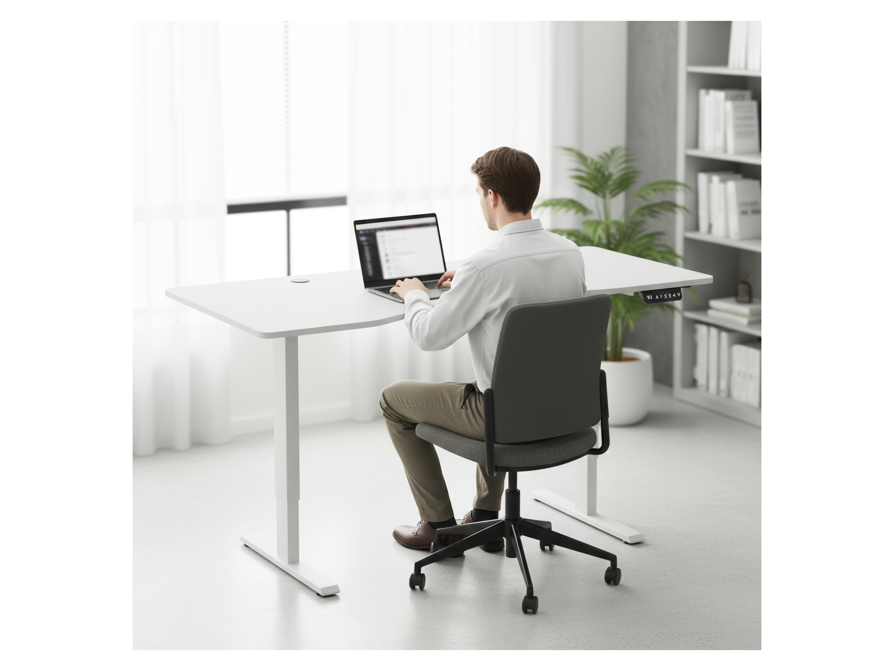 JUSKYS Schreibtisch Office Stand (160 x 75 cm, mit Ablage, Weiß) – Bild 4 von 4