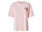 Hellrosa Damen-T-Shirt mit „Beach Resort“-Schriftzug und Blumengrafik