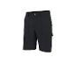 Schwarze Arbeitsshorts mit Seitentaschen und Knopf.