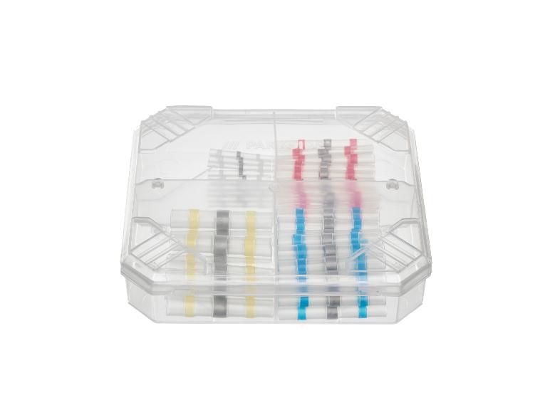 Eine Box mit verschiedenen Farben von Schrumpfschläuchen.