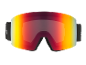 Skibrille mit verspiegelten Gläsern in Rot-, Orange- und Gelbtönen.