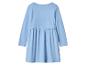 Hellblaues Kinderkleid mit langen Ärmeln und gerafftem Rock