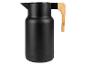 Schwarze Isolierkanne mit Bambusgriff.