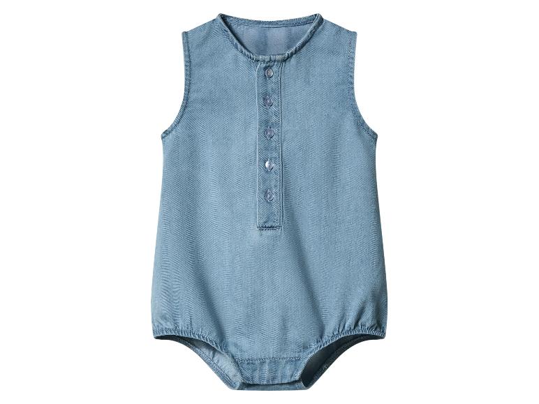 Ärmelloser Baby-Strampler aus Jeansstoff mit Knöpfen