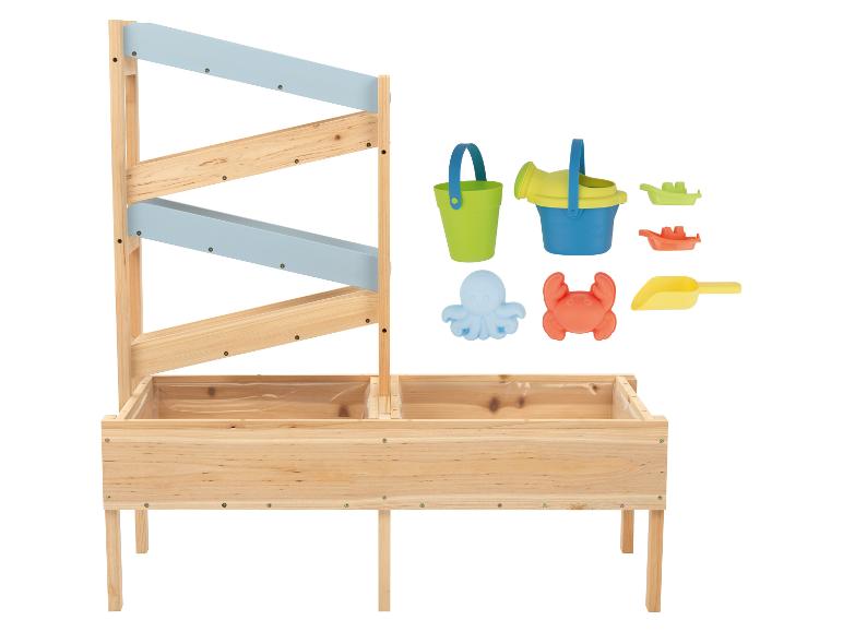 Holz-Wasser- und Sandspieltisch mit Rinnen und Strandspielzeug-Set