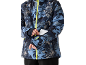 Herren-Skijacke mit blauem Camouflage-Muster und gelbem Reißverschluss