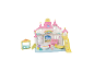 Spielzeugschloss-Spielset mit Rutsche, Schaukel, Klavier, Tisch, Stühlen und Tierfigur