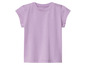 Ein lilafarbenes Baby-T-Shirt mit kurzen Ärmeln.