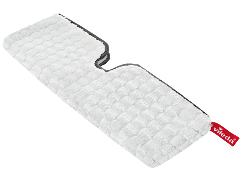 Weißes Dampfmopp-Pad mit strukturierter Oberfläche und Aussparung.
