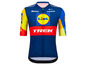 Ein Trek-Radtrikot mit Lidl-Sponsor, Santini-Marke und Sram-Komponenten.