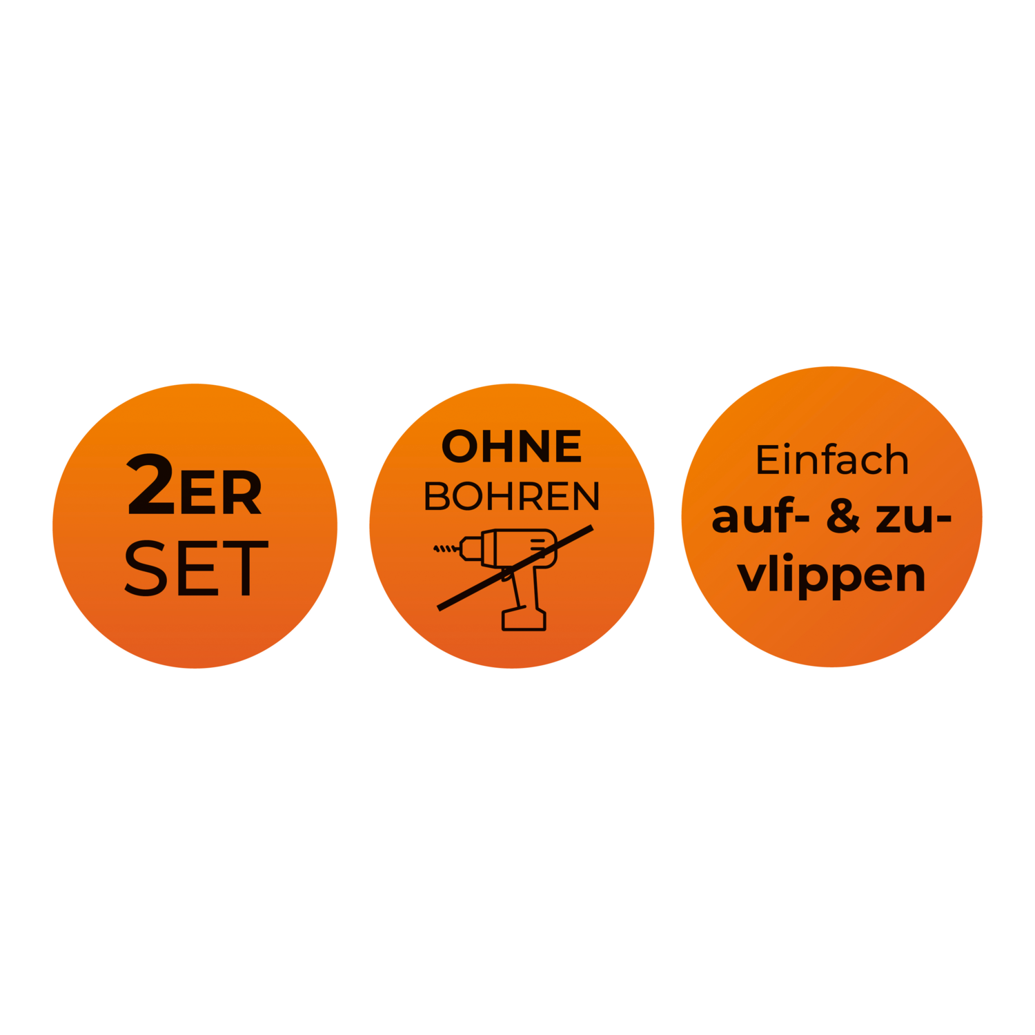 2er Set, ohne Bohren, einfach auf- und zuklippen.