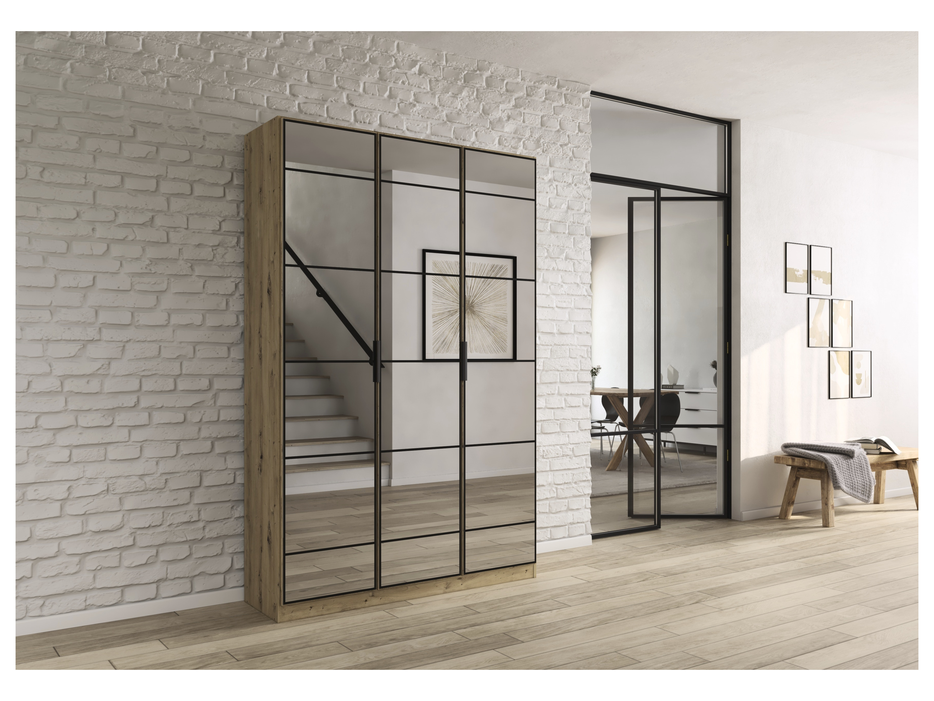 RAUCH ORANGE Acero Gardeobenschrank (Breite 136 cm/Höhe 210 cm, Eiche Artisan, Breite 136 cm / Höhe 210 cm) – Bild 2 von 4