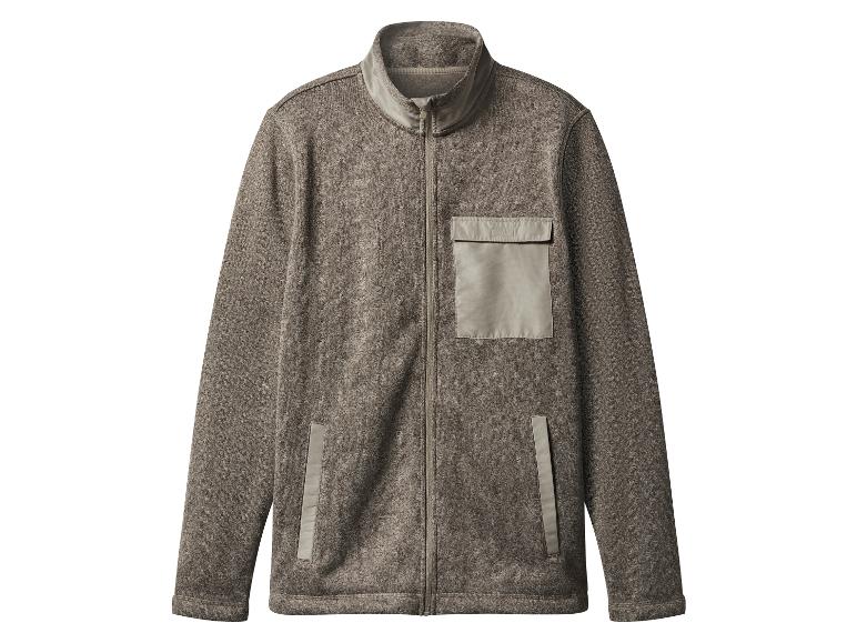 Braune Fleecejacke mit Reißverschluss und Brusttasche