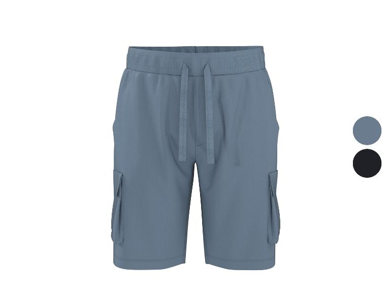 Herren-Cargo-Shorts in Blau mit Kordelzug, auch in Schwarz erhältlich.