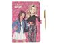 Notizbuch mit „FOREVER GIRLIE“-Text, zwei Cartoon-Mädchen und einem goldenen Stift.