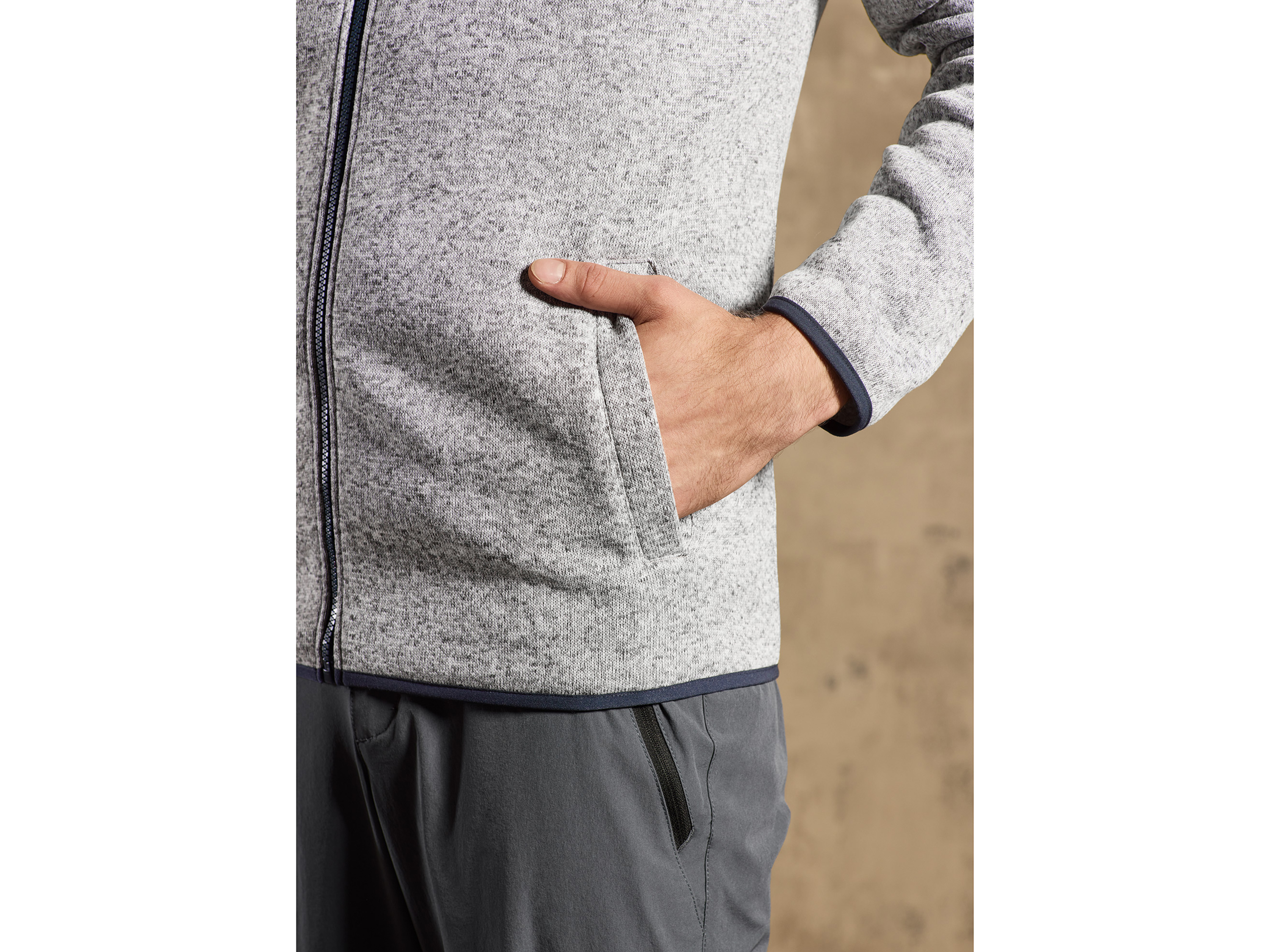 Thumbnail - CRIVIT Herren Jacke Strickfleece Outdoor (Grau, L(52/54))