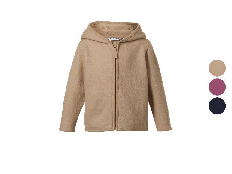 Kapuzenjacke mit Reißverschluss, erhältlich in Beige, Lila und Dunkelblau.