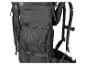Grauer Wanderrucksack mit Gurten und olivgrünen Details.