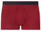 Rote Herren-Boxershorts mit schwarzem Bund und dünnem rotem Streifen.