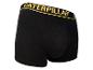 Schwarze Boxershorts von Caterpillar mit gelbem Band.