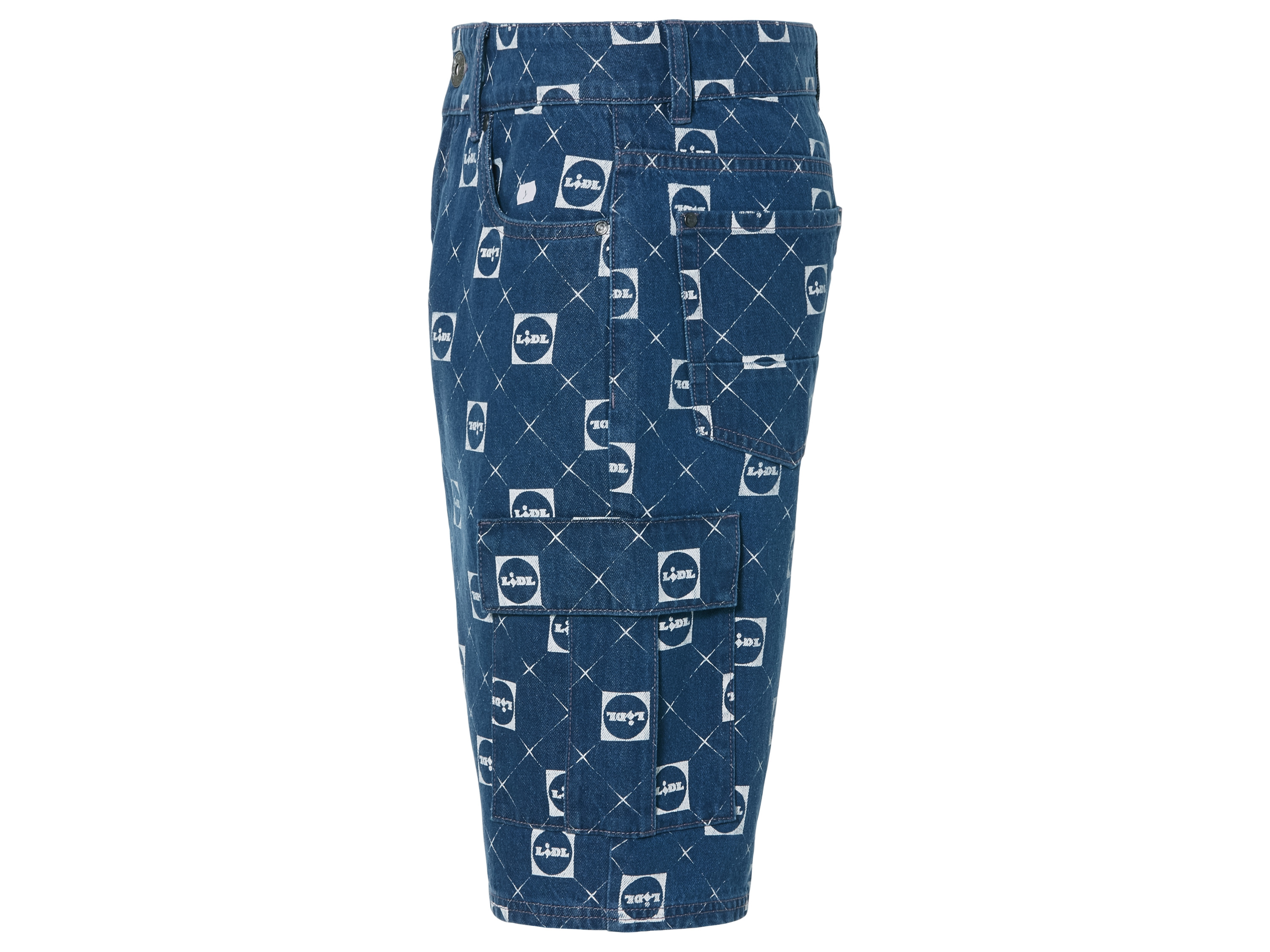 Thumbnail - LIVERGY® Herren Jeansshorts Cargo (Gemustert/blau, 34)