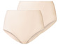 Zwei Paar nahtlose, beige Unterhosen.