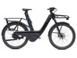 Ein schwarzes E-Bike mit Gepäckträger.