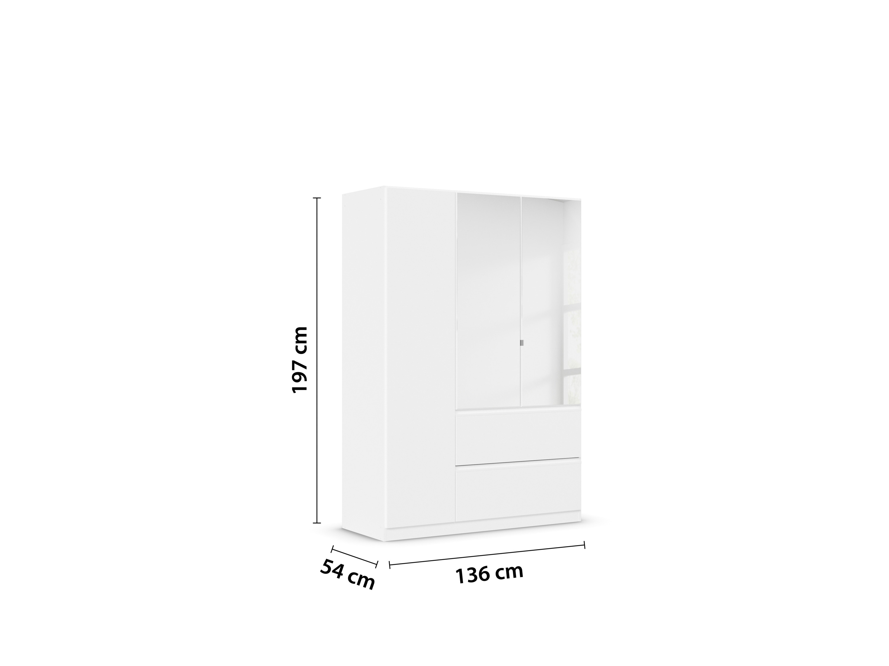RAUCH BLUE Costa Drehtürenschrank mit Spiegel (Alpinweiß, 136 x 197 cm) – Bild 3 von 4