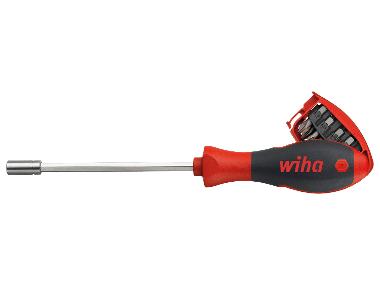 WIHA Schraubendreher mit Bit Magazin magnetisch gemischt mit 8 Bits, 1/4"