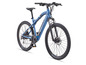Ein blaues E-Mountainbike mit Schwalbe-Reifen.