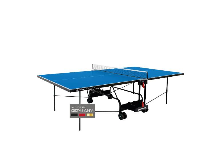 Blauer klappbarer Outdoor-Tischtennistisch mit Netz, hergestellt in Germanland
