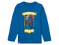 Ein blaues LEGO Ninjago Langarmshirt mit Spinjitzu-Motiv.