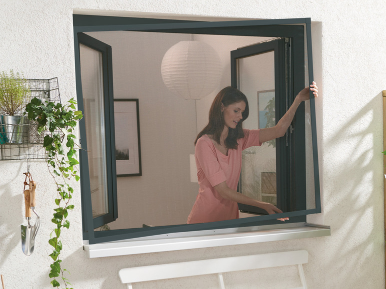 Gehe zu Vollbildansicht: LIVARNO home Insektenschutz für Fenster 130 x 150 cm, anthrazit, 3er Set - Bild 1