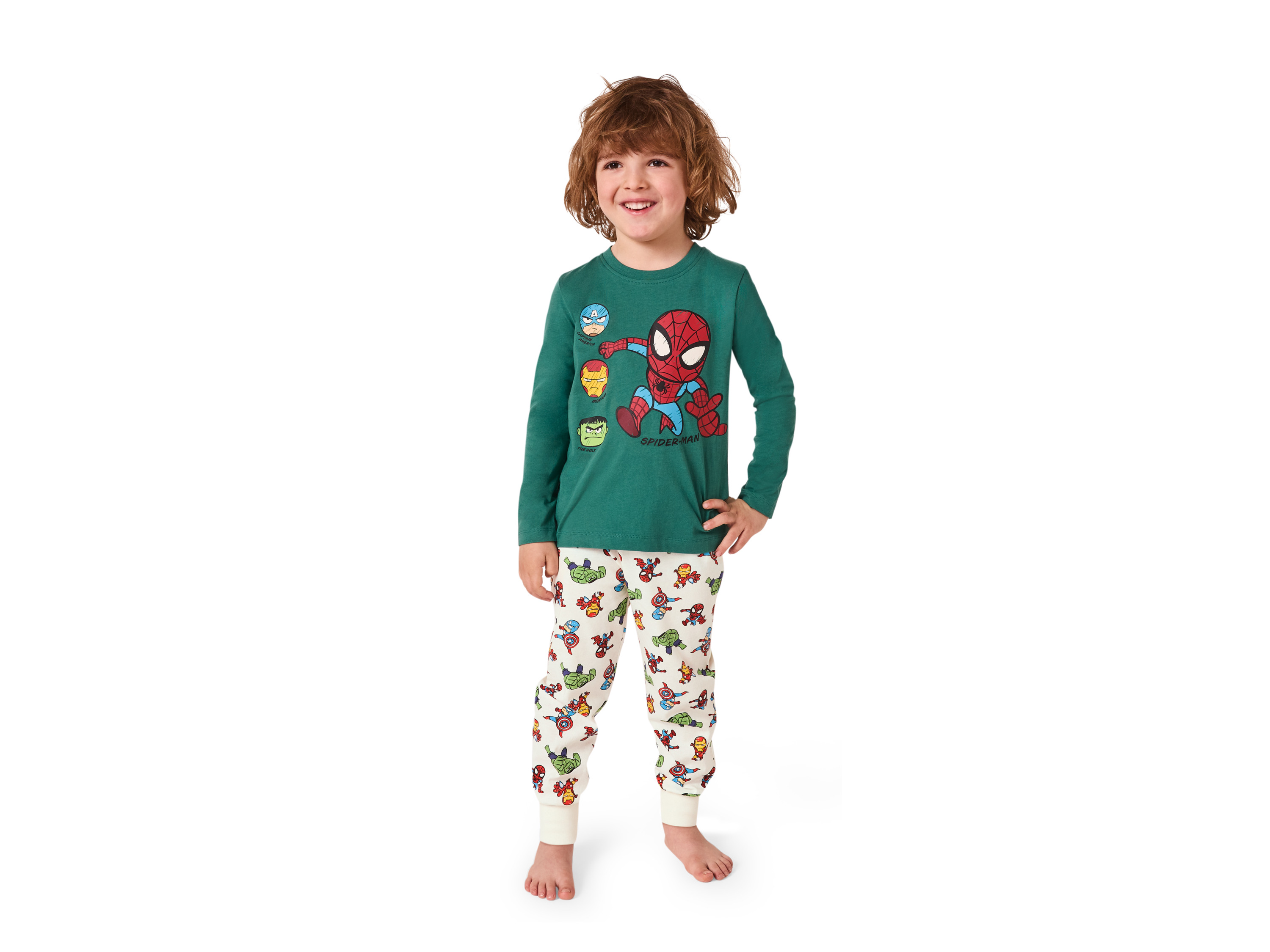 LUPILU® Kinder Pyjama (Grün/Weiß, 98/104) – Bild 2 von 4