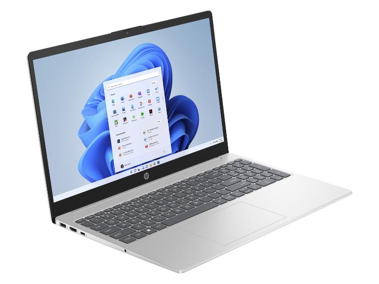 Geöffnetes HP Laptop mit Windows 11 Benutzeroberfläche auf dem Bildschirm