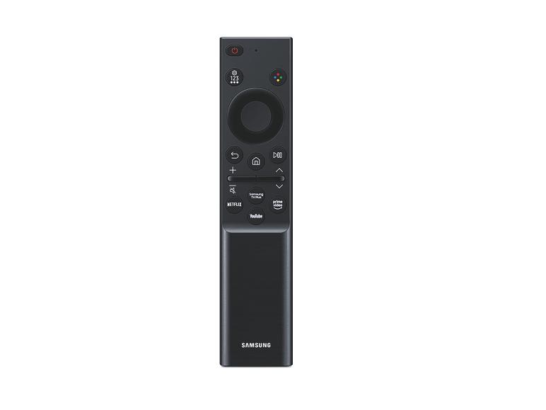 Schwarze TV-Fernbedienung mit Navigations- und Streaming-Tasten.