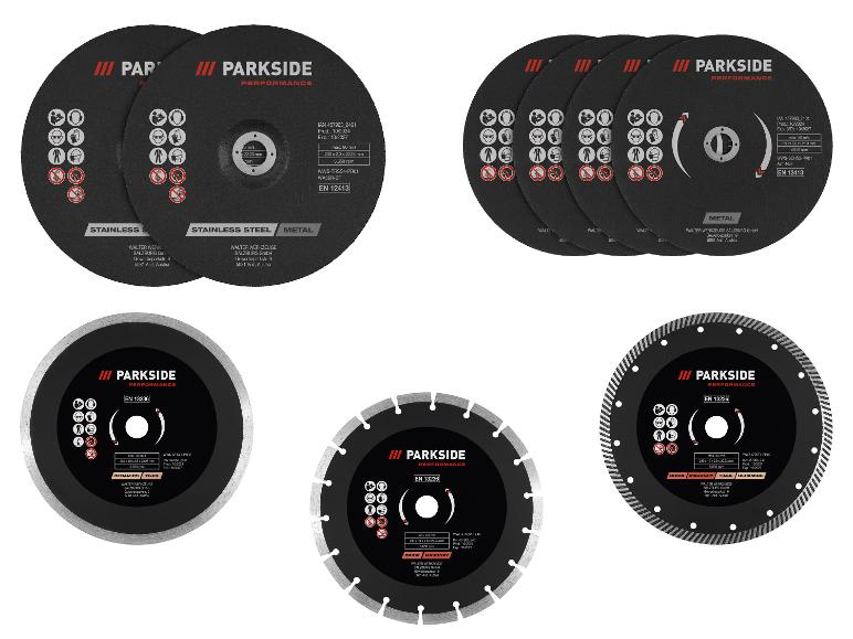 Sechs Parkside-Scheiben für Metall und Keramik.