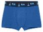 Blaue Jungen-Boxershorts mit Fahrzeug-Motiv.