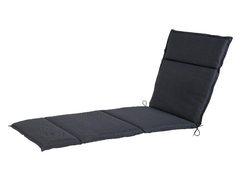 Dunkelgraues Liegestuhlkissen mit Abschnitten und Bändern.