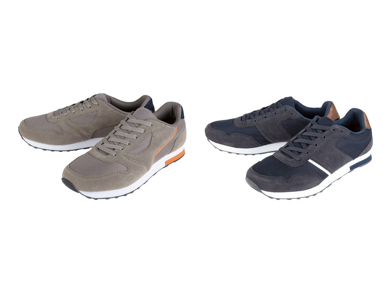 Zwei Paar Casual-Sneaker in Grau und Dunkelblau.