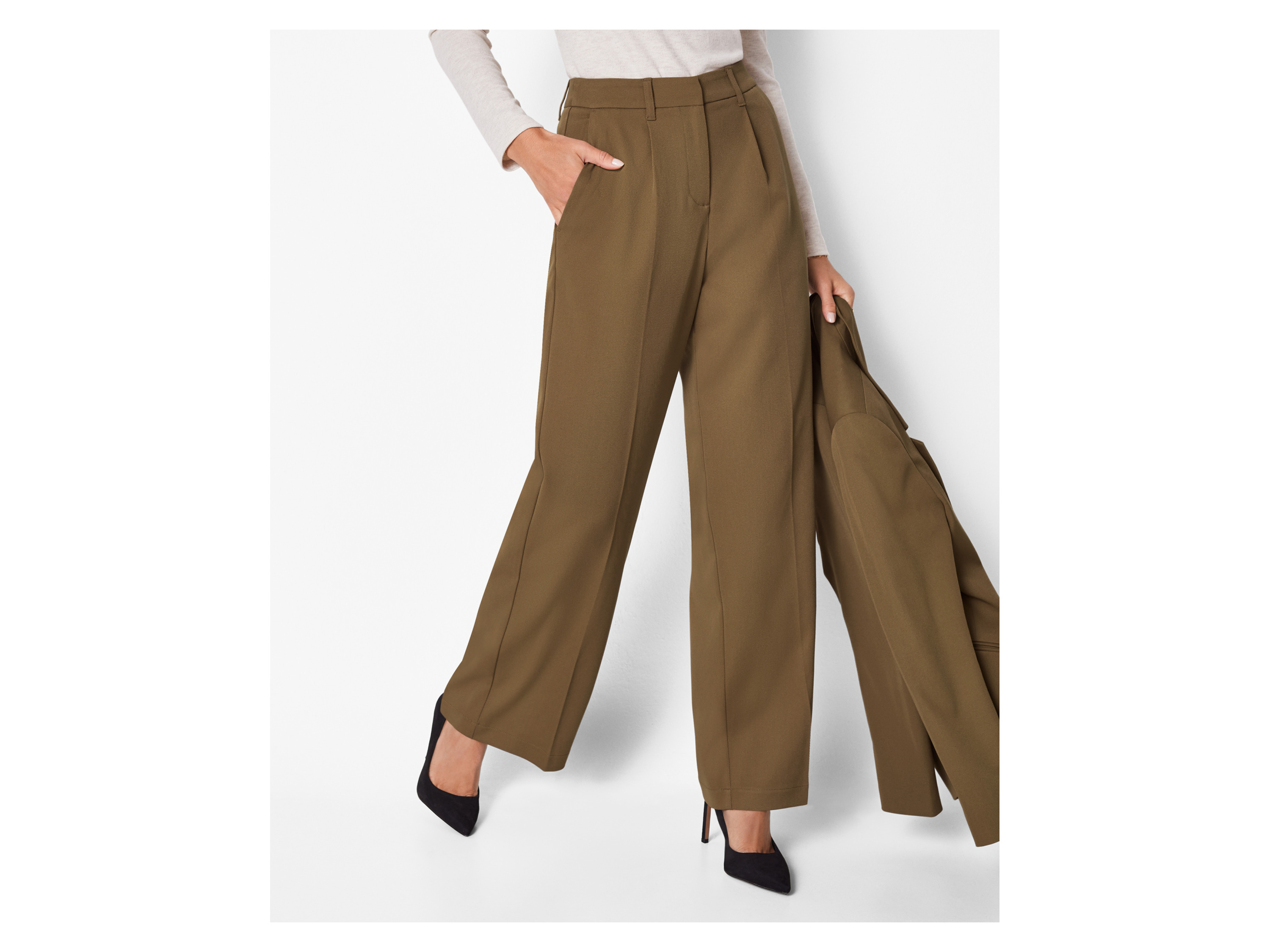 ESMARA® Damen Wide-Leg-Hose (Olive, 46) – Bild 2 von 3