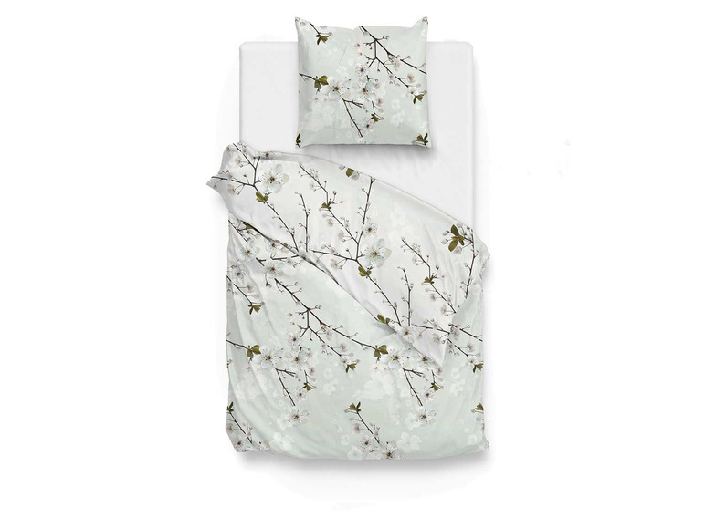 Gehe zu Vollbildansicht: Face-2-Face Flanell Bettwäsche, weiße Blumen - Bild 1