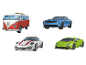 RAVENSBURGER 3D-Fahrzeug-Puzzle mit VW-Bus, Dodge Challenger, Porsche und Lamborghini.