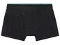 Schwarze Boxershorts mit einem blauen elastischen Bund.