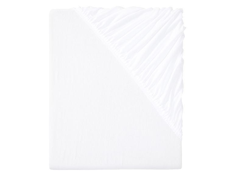 Weißer, einfarbiger Matratzenschoner mit Gummizug.