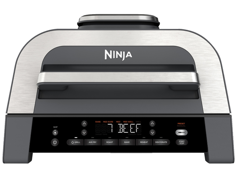 Digitaler Indoor-Grill mit verschiedenen Kochfunktionen und Temperaturanzeige