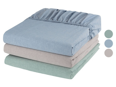 LIVARNO home Chambray Spannbettlaken, 140-160 x 200 cm