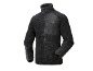 Schwarze Fleecejacke mit Reißverschluss und Brusttasche.