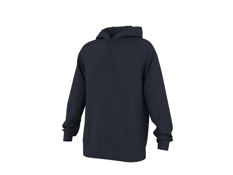 Herren-Hoodie in Marineblau, Dreiviertelansicht.