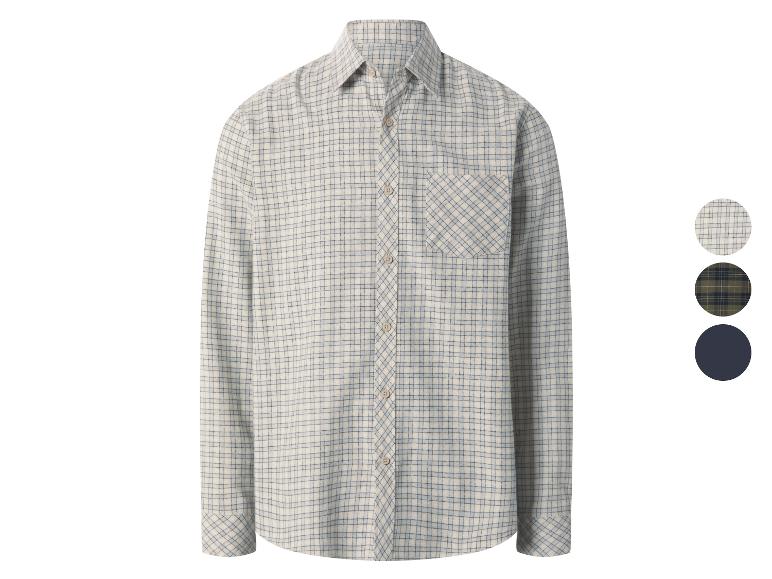Herren-Karohemd in drei Farben: Beige, Grün und Marineblau.